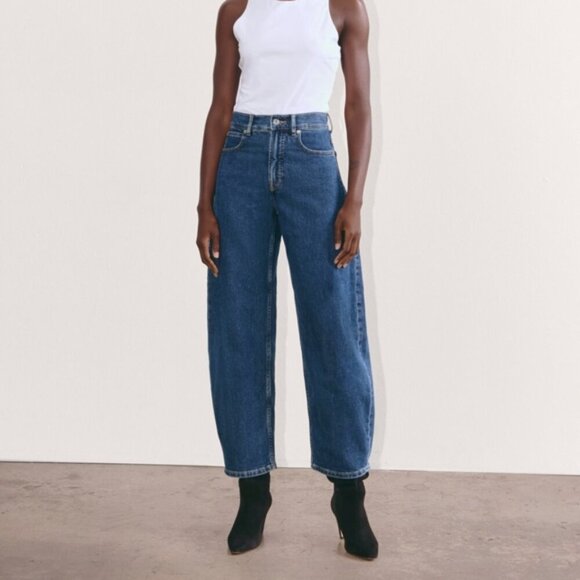 NWT EVERLANE The Way High Jeans Long Wide Leg Indigo Dark Blue 27 Long L - Picture 4 of 11